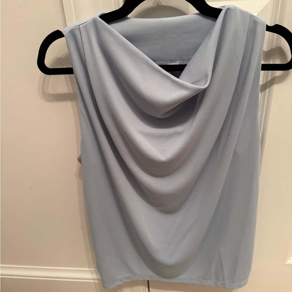 Light blue cowl neck top